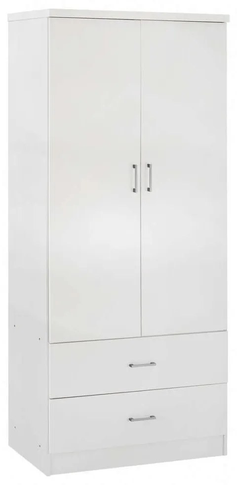 Ντουλάπα Reina HM338.05 Δίφυλλη Με 2 Συρτάρια 80x42,5x180,5cm White Two Door