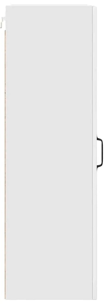 vidaXL Κρεμαστό ντουλάπι κουζίνας με ράφι Υψηλής γυαλάδας λευκό