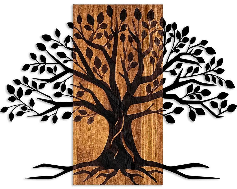Διακοσμητικό Τοίχου Willow 899SKL2463 58x80cm Black-Walnut Wallity Metal,Wood