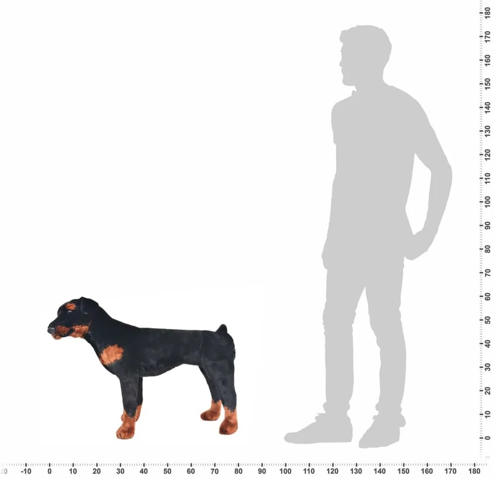 vidaXL Παιχνίδι Ροτβάιλερ σε Όρθια Στάση Μαύρο και Καφέ XXL Λούτρινο