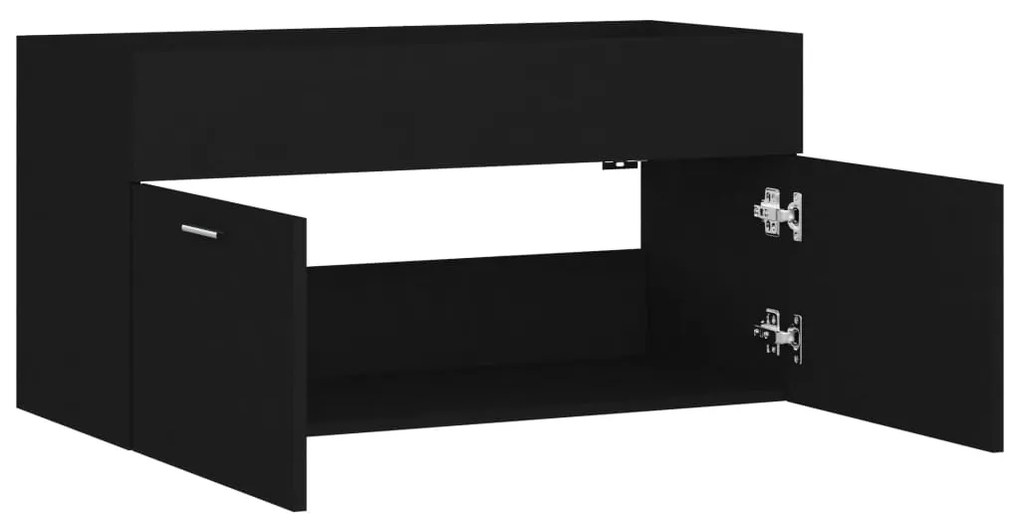 vidaXL Ντουλάπι Νιπτήρα Μαύρο 90 x 38,5 x 46 εκ. από Επεξ. Ξύλο