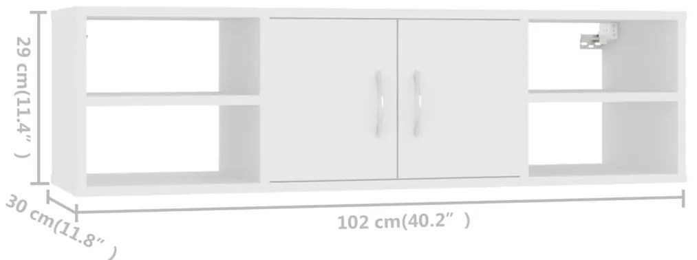 Ραφιέρα Τοίχου Λευκή 102 x 30 x 29 εκ. από Επεξ. Ξύλο - Λευκό