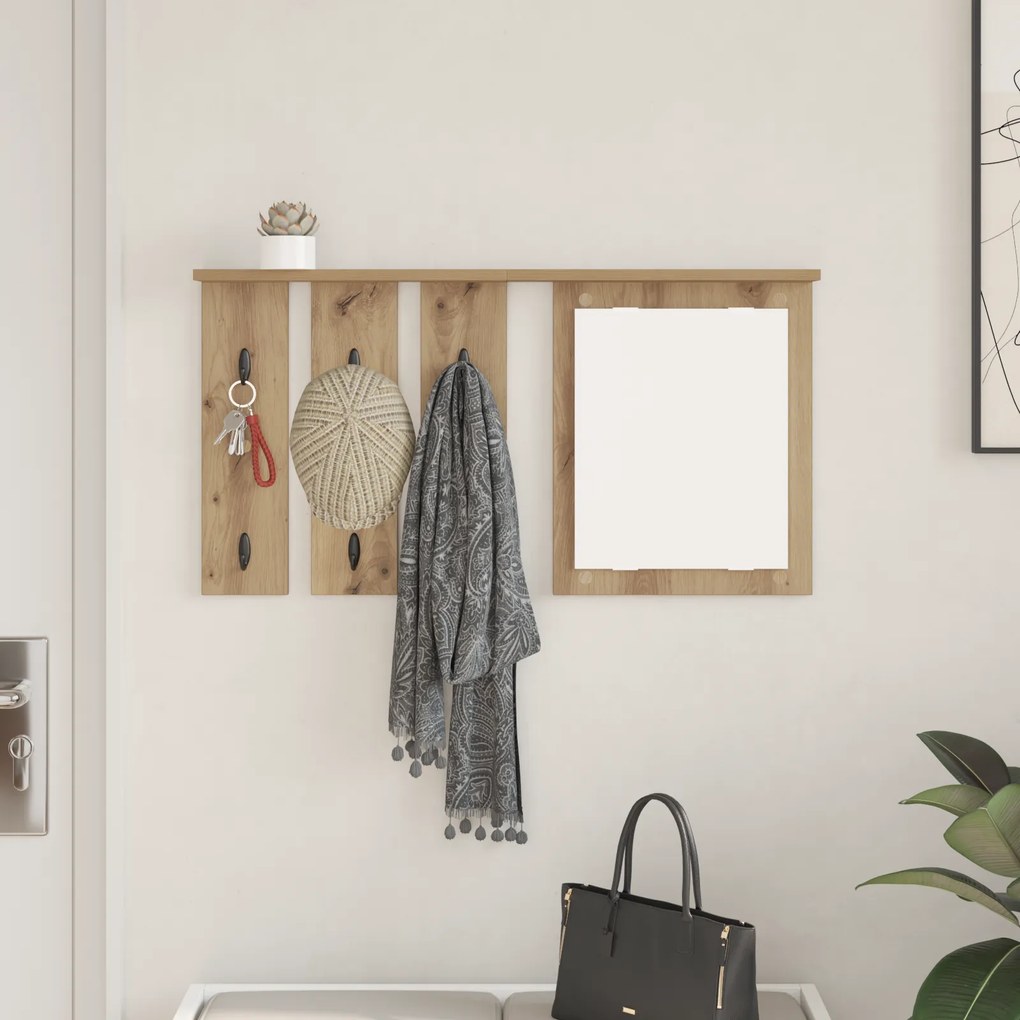 vidaXL Τοίχου Κρεμάστρα με ράφι artisan δρυς 85 x 10 x 45 εκ.