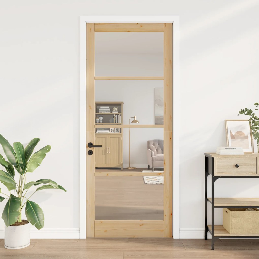vidaXL Εσωτερική Πόρτα με Γυαλί "ORKDAL" 93x232x4 εκ Στερεό Ξύλο Πεύκου