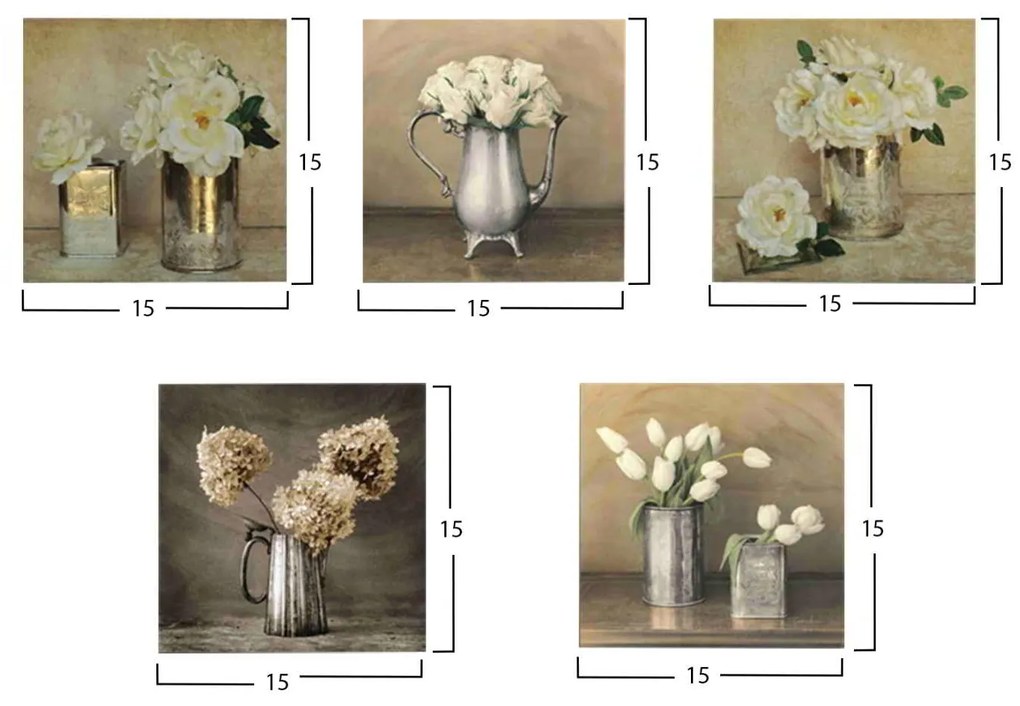 ΠΙΝΑΚΑΣ ΠΕΝΤΑΠΤΥΧΟ MDF ROMANTIC FLOWERS HM7205.02 75X0,3X15 εκ.