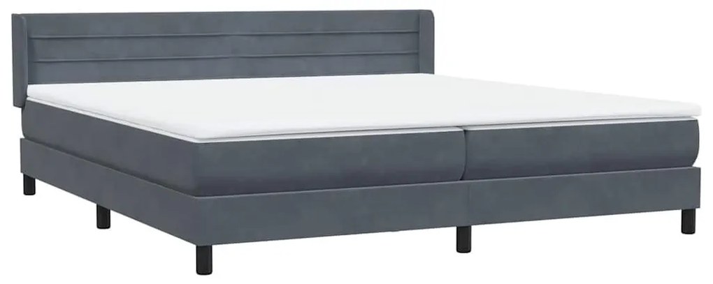 Κρεβάτι Boxspring με Στρώμα Σκούρο Γκρι 180x210 εκ. Βελούδινο - Γκρι