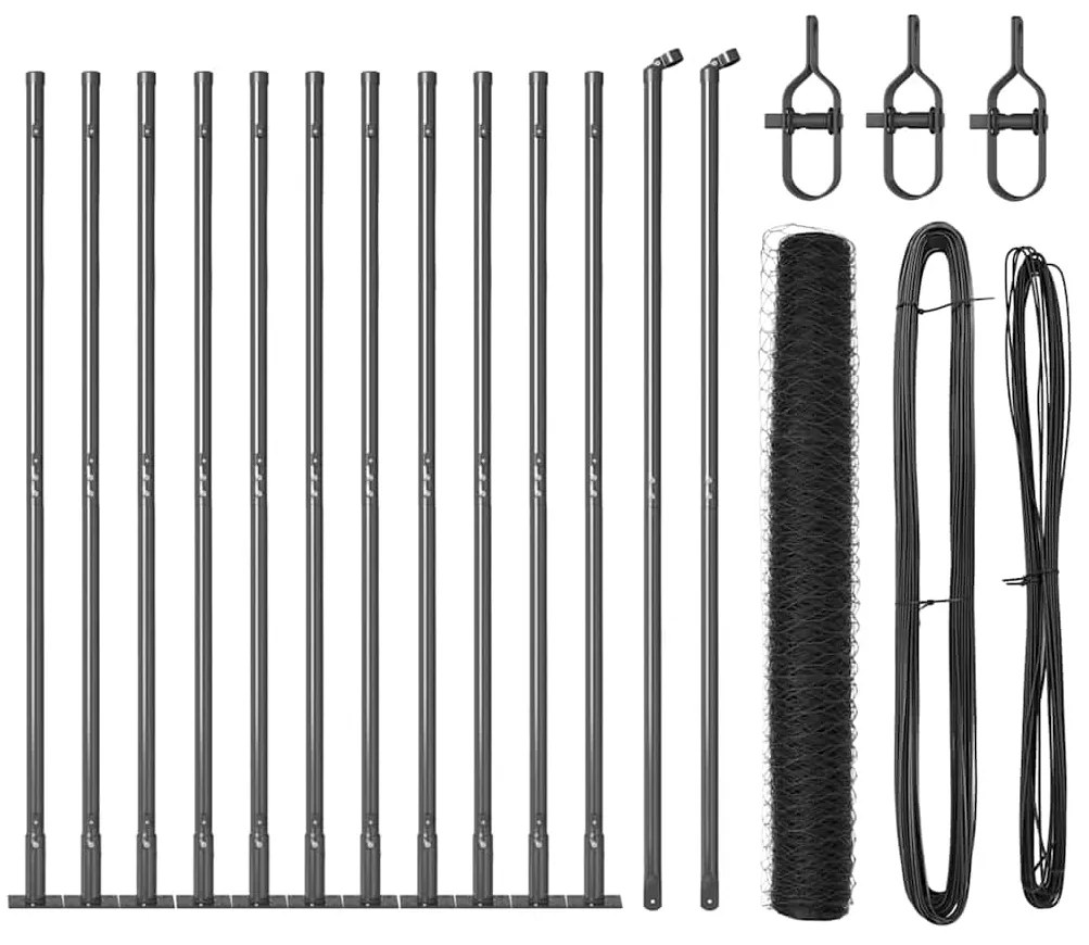 vidaXL Φράχτης με Στήλες. Γκρι 1.2 x 25 m Ατσάλι με επικάλυψη PVC