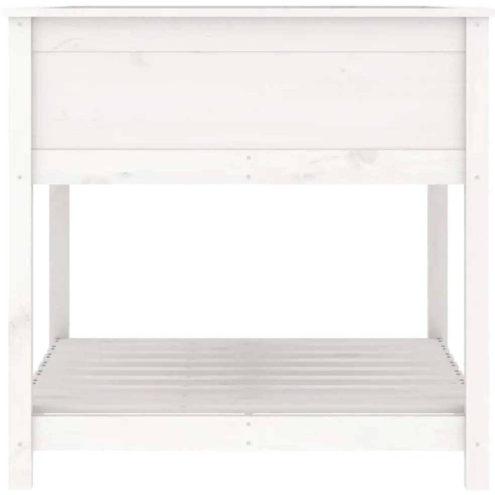 vidaXL Ζαρντινιέρα με Ράφι Λευκή 82,5x82,5x81 εκ. Μασίφ Ξύλο Πεύκου
