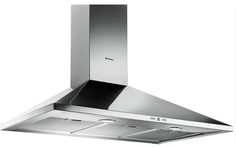 Pyramis Καμινάδα Τετράγωνη Plus Απορροφητήρας Επίτοιχος Inox 90 cm