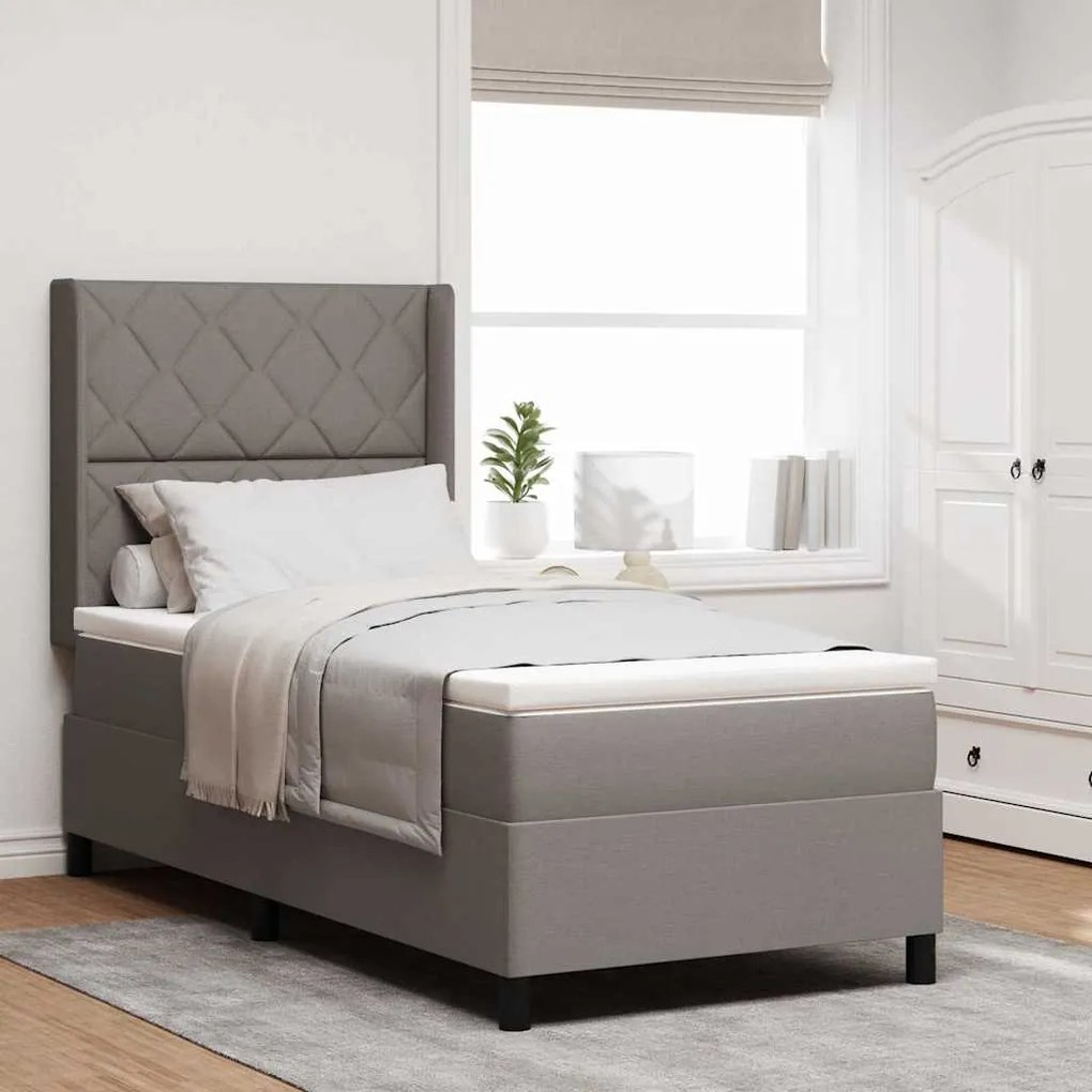 vidaXL Κρεβάτι με ελατήρια με στρώμα Taupe 100 x 200 cm ύφασμα