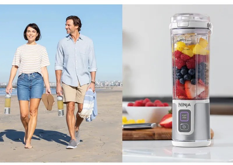 Φορητό μπλέντερ Ninja Blast BC151EUWH, 7,4W, 530 ml, ατσάλινη λεπίδα με 6 λεπίδες, θρυμματισμός πάγου, έως 10 κύκλοι, χωρίς BPA, USB-C, λευκό