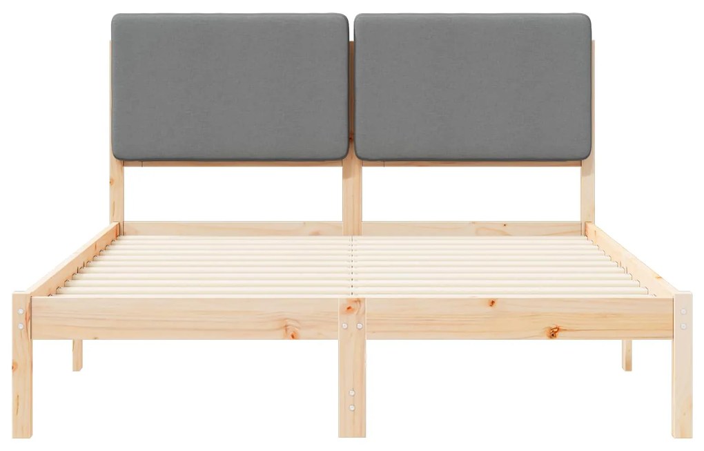 vidaXL Σκελετός Κρεβατιού με Επενδεδυμένο Κεφαλάρι Ανοιχτό γκρι