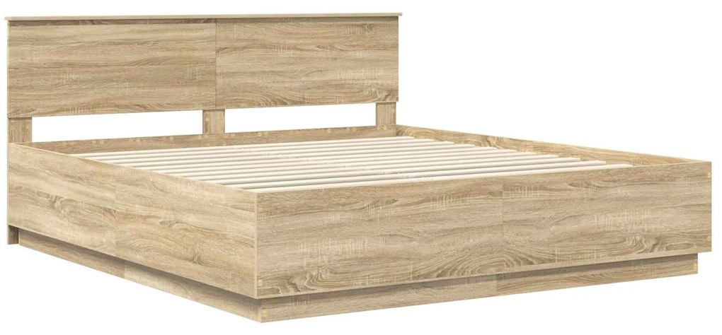vidaXL Σκελετός Κρεβατιού Δρύς Sonoma 200 x 200 cm Επεξεργασμένο ξύλο