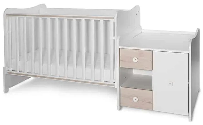 Πολυμορφικό βρεφικό κρεβάτι Mini Max  White + Light Oak  10150500045A  Lorelli