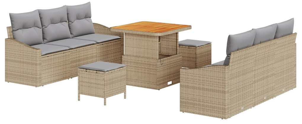 vidaXL Σετ Καναπέ Κήπου 9 pcs Μπεζ, Ανοιχτό Γκρι 80 x 80 x 71 cm