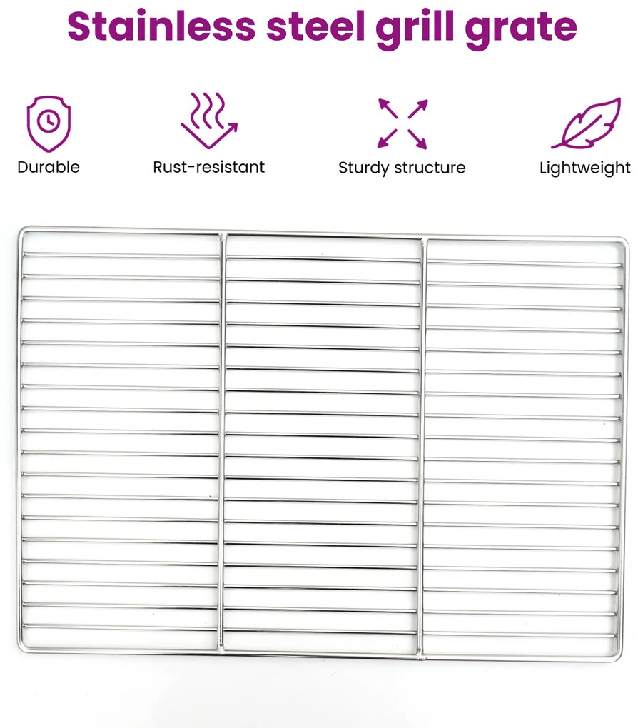 vidaXL BBQ Grill Grate με Χερούλια Ορθογώνιο 50x35 εκ. 304 Ανοξείδωτο Ατσάλι
