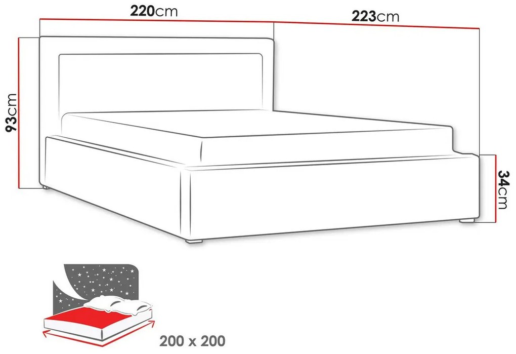 Κρεβάτι Pomona 102, Γκρι, 200x200, Ταπισερί, Τάβλες για Κρεβάτι, 220x223x93cm, 105 kg | Epipla1.gr