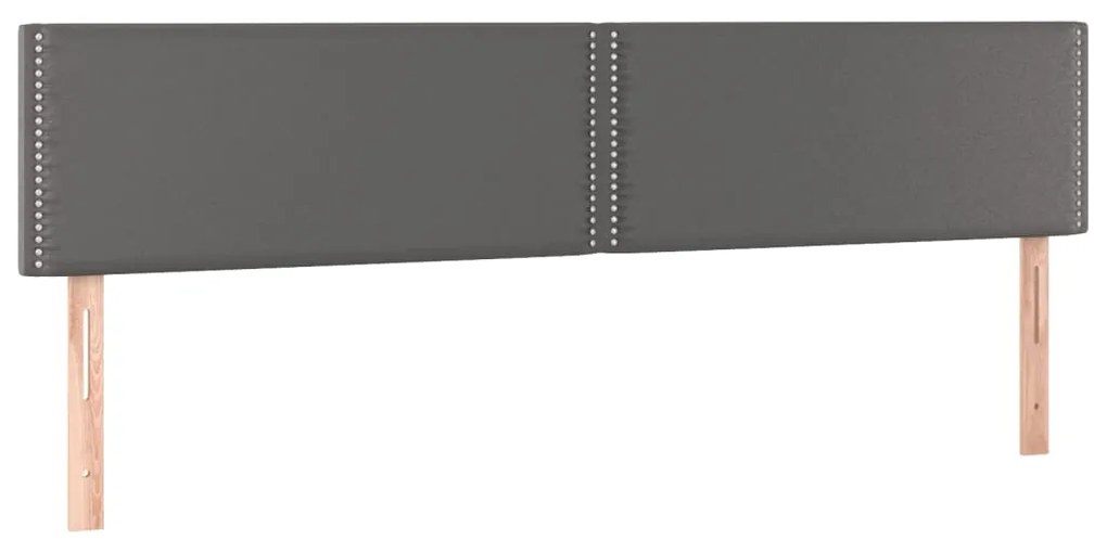 Κεφαλάρι Κρεβατιού LED Γκρι 180x5x78/88 εκ. από Συνθετικό Δέρμα 3121578