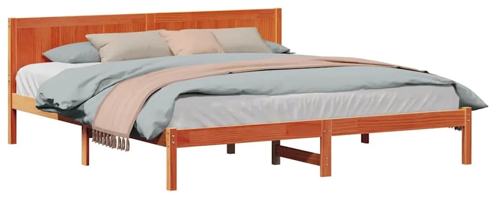 vidaXL Σκελετός Κρεβατιού Καφέ 200 x 200 cm Μασίφ ξύλο πεύκου