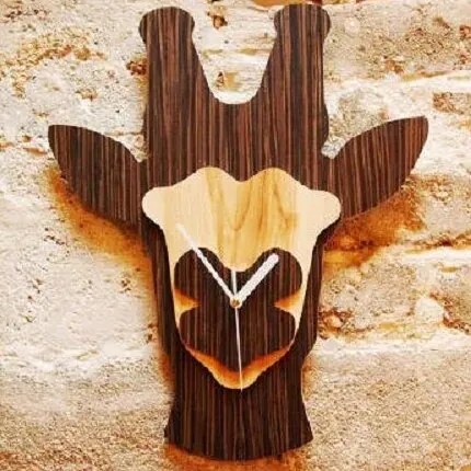 Intra απο ξύλο plywood 3mm-4mm πάχος – Πολυστρωματικό ρολόι τοίχου από ξύλο καμηλοπάρδαλης για Παιδικό Δωμάτιο 30x30 cm INTRAVECTRY-MY557618