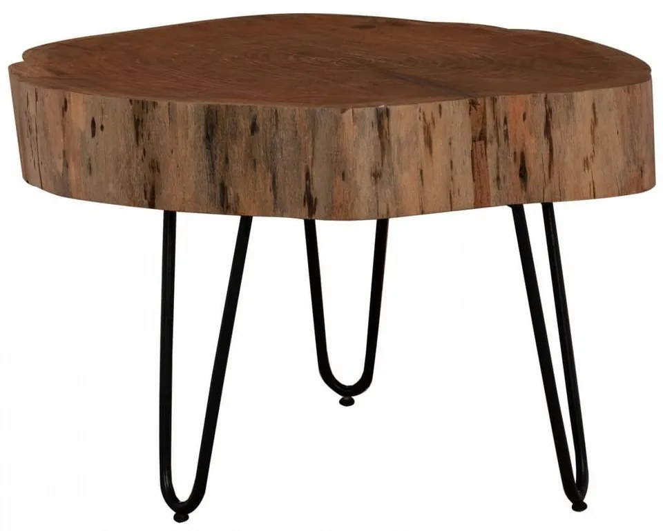 Τραπεζάκι Σαλονιού Claudine HM8779.11 60x60x40cm Από Μασίφ Κορμό Ακακίας Natural Μέταλλο,Ξύλο