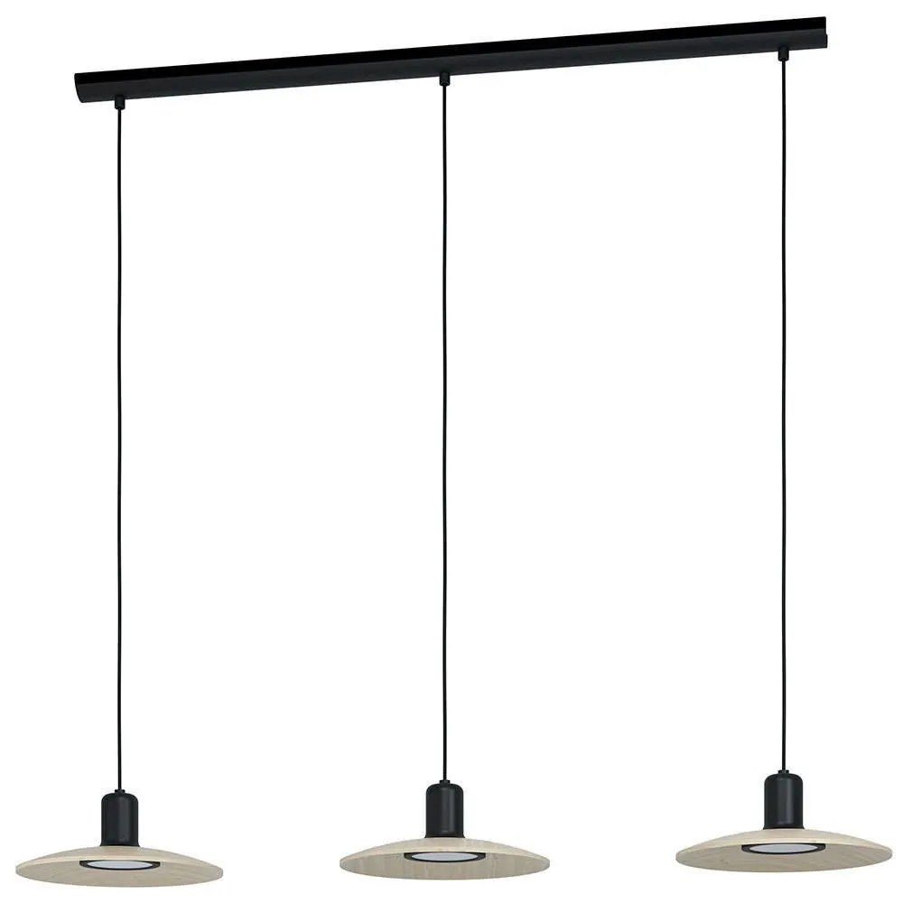 Φωτιστικό Οροφής - Ράγα Mayazes 39912 105x25x150cm 3xGu10 4,6W Black-Natural Eglo Steel,Wood