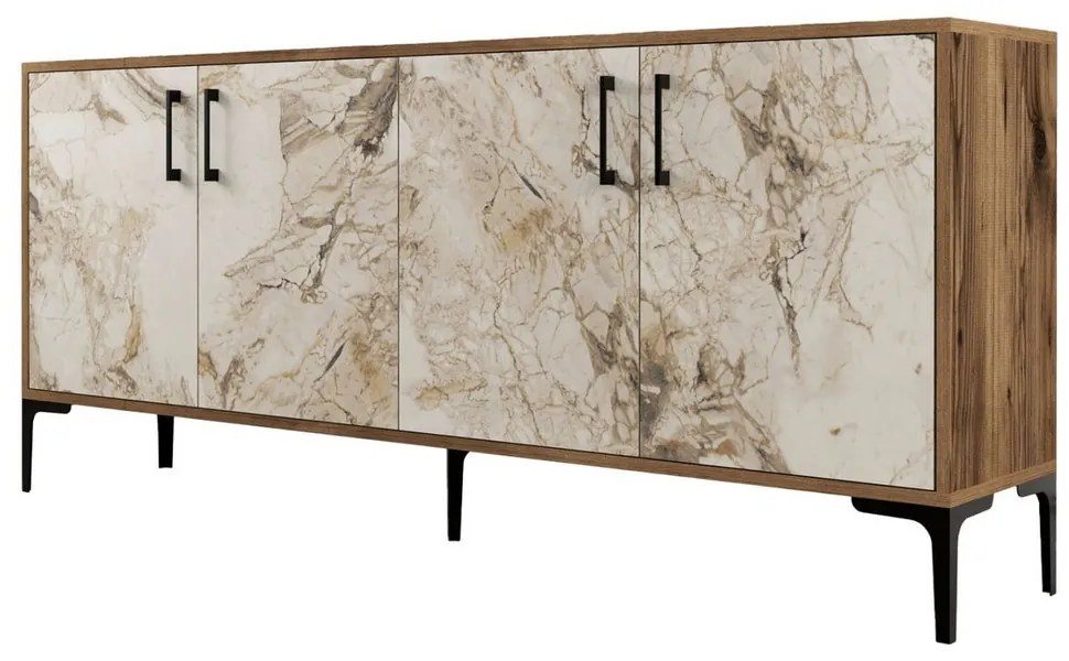Μπουφές HM9428.02 180x35x78cm Walnut-Ecru Μελαμίνη,Μέταλλο