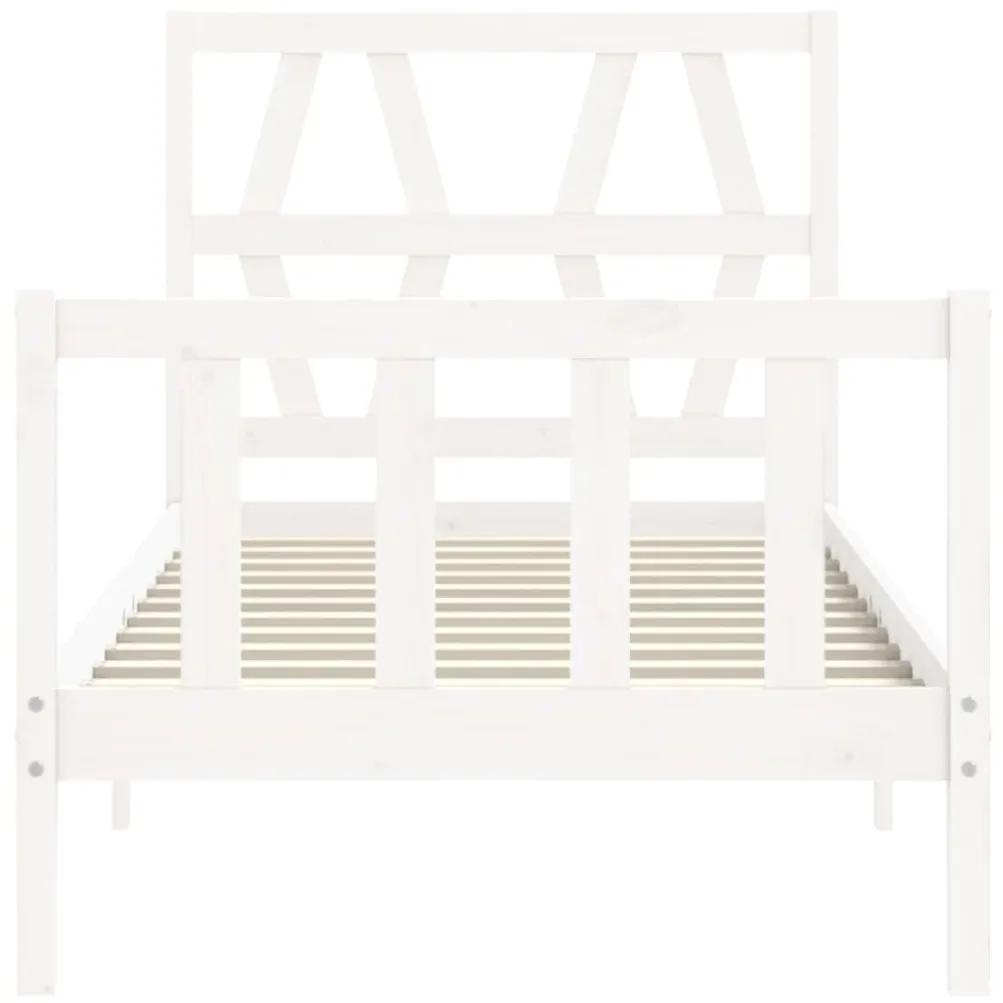 Πλαίσιο Κρεβατιού με Κεφαλάρι Λευκό 90x200 εκ. Μασίφ Ξύλο - Λευκό