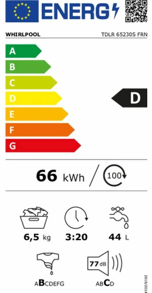 Πλυντήριο ρούχων Whirlpool Corporation TDLR65230 6,5 kg 1200 rpm