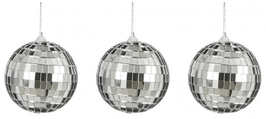 Χριστουγεννιάτικες Μπάλες Disco Mirror 02.1162257 (Σετ 3τμχ) 8cm Silver