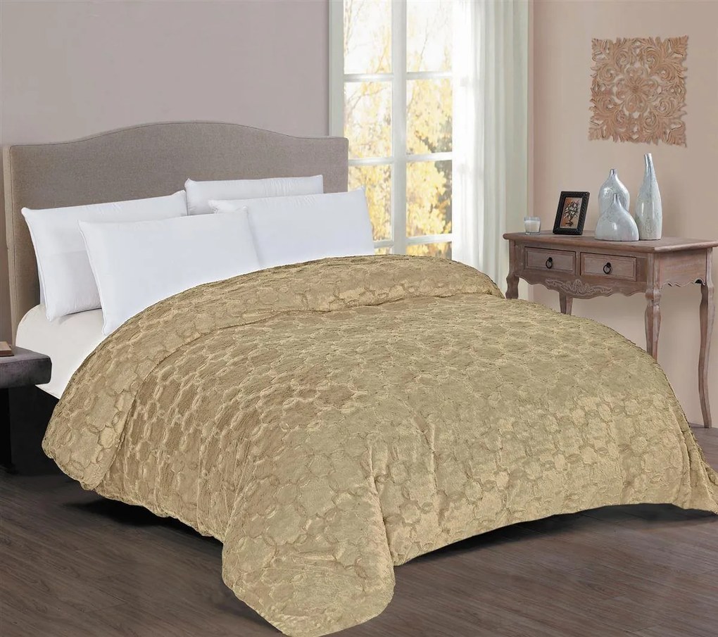 Κουβερτοπάπλωμα Fur-Sherpa Υπέρδιπλο 220x240εκ. Beige DimCol