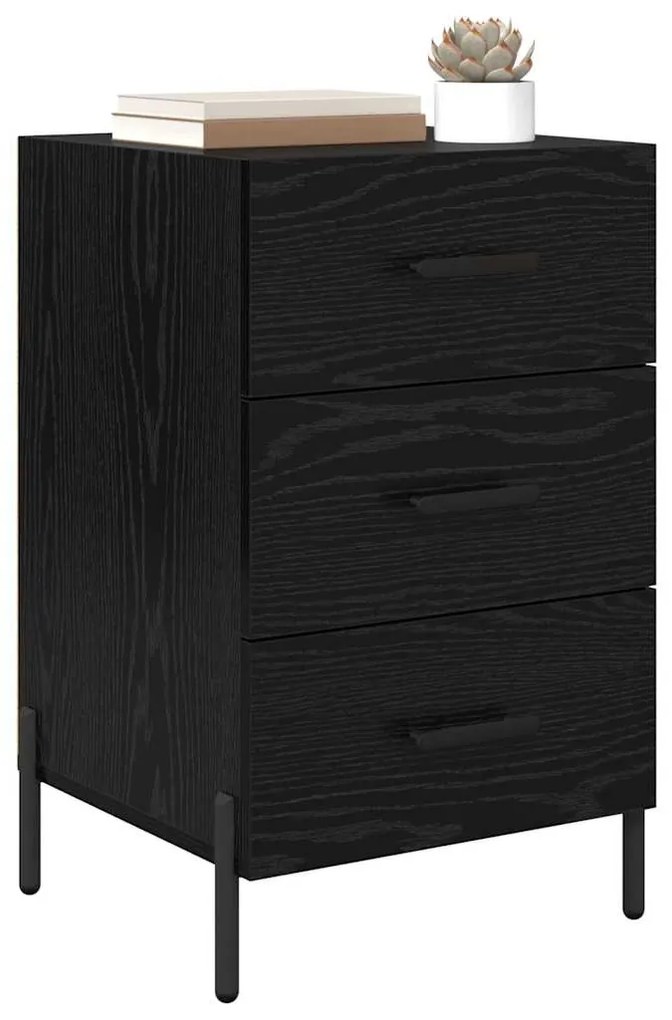 vidaXL Κομοδίνο Μαύρη Οξυά 40 x 40 x 66 εκ. Επεξεργασμένο ξύλο