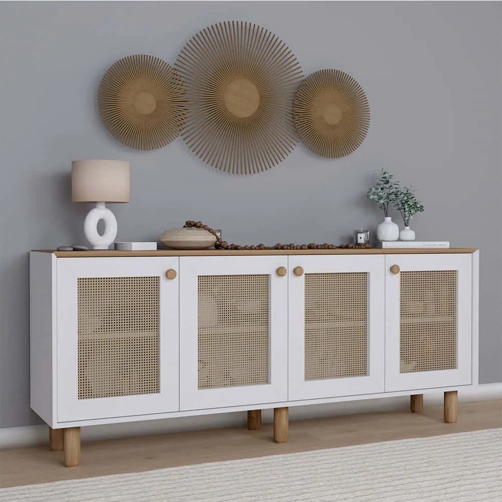 Μπουφές Bohemian 350MWD1506 180x40x75cm White-Oak Μοριοσανίδα, Μελαμίνη