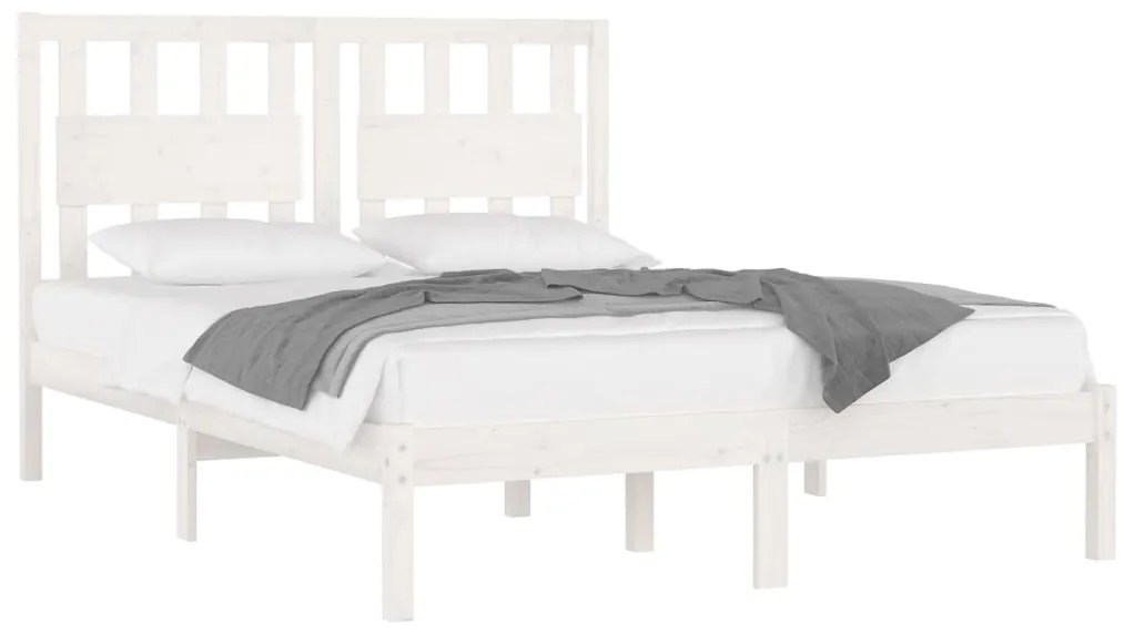 vidaXL Πλαίσιο Κρεβατιού Λευκό 120x190 εκ Μασίφ Πεύκο Small Double