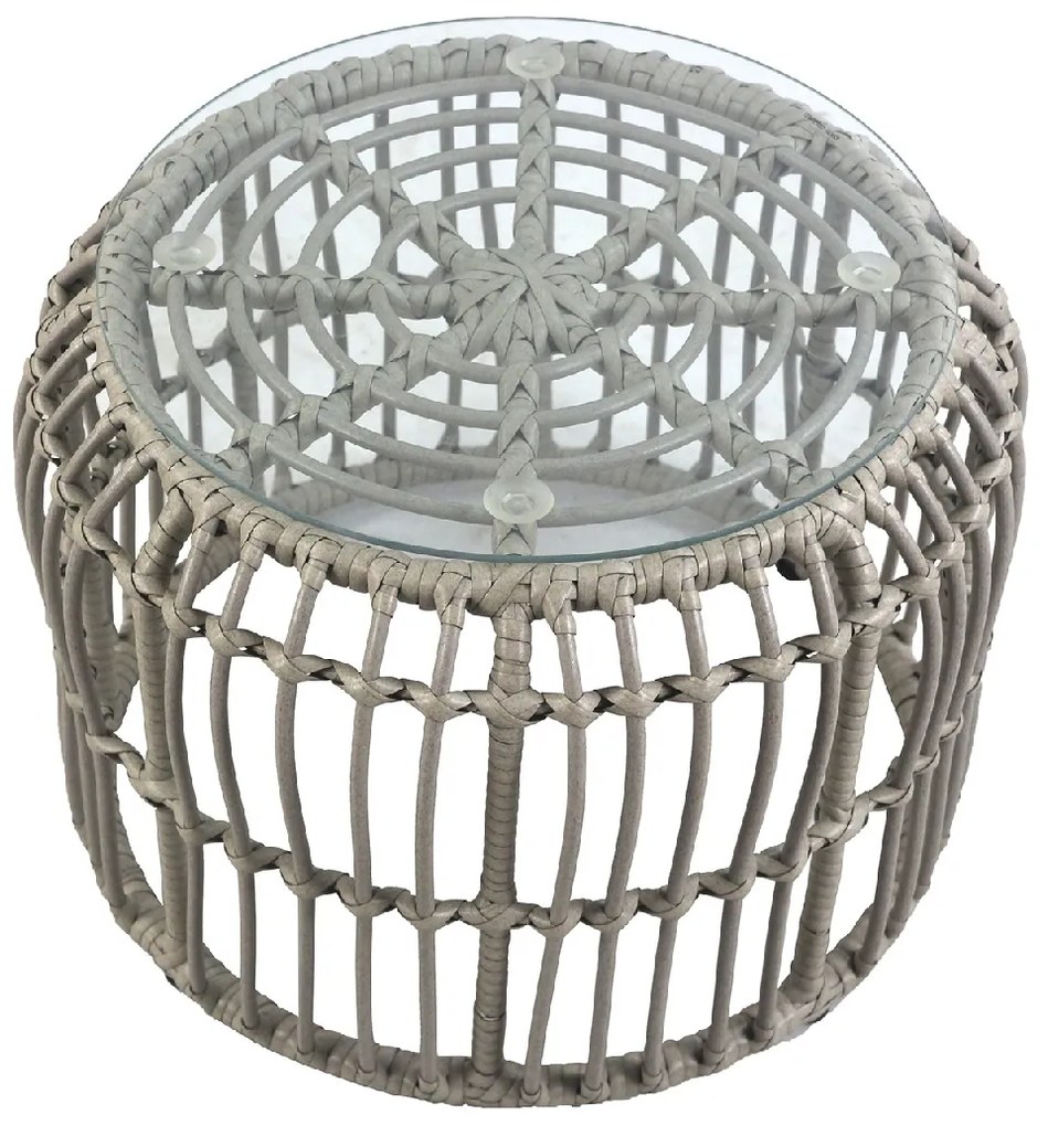 ΤΡΑΠΕΖΑΚΙ ΚΗΠΟΥ ARTELIBRE ALBIUS ΓΚΡΙ RATTAN/ΜΕΤΑΛΛΟ/ΓΥΑΛΙ Φ50X35CM