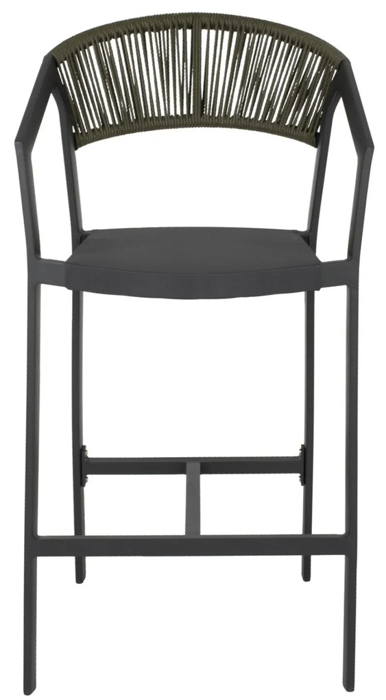 Σκαμπό Μπαρ C5892.04 Ανθρακί Αλουμινίου με Rattan &amp; Textline Χακί 56x58x105Y εκ. 56x58x105 εκ.