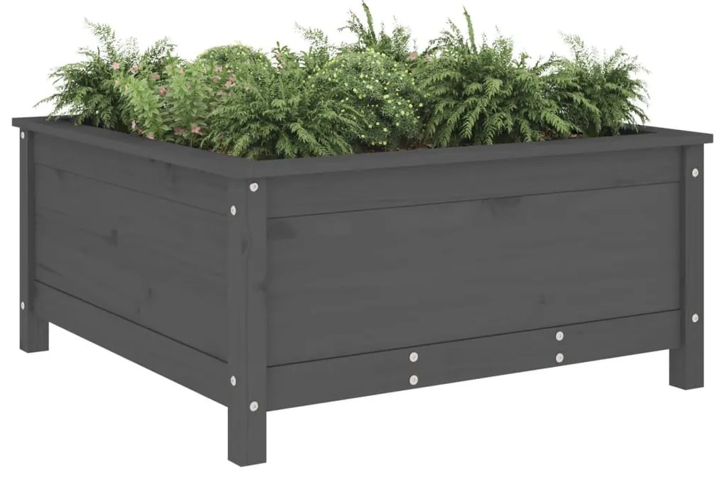 vidaXL Ζαρντινιέρα Γκρι 82,5 x 82,5 x 39 εκ. από Μασίφ Ξύλο Πεύκου