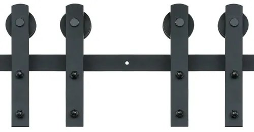 VEVOR 8FT Sliding Barn Door Hardware Kit, 330LBS Heavy Duty Barn Door Track Kit for Double Doors, Fit 3.7-4.3FT Total Wide and 1.3&quot;-1.8&quot; Thick 2 Door Panel, with Smooth &amp; Silent Pulley (I Shape)