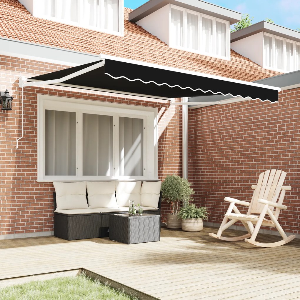 vidaXL Ανασυρόμενη τέντα Μαύρη 300x250 cm