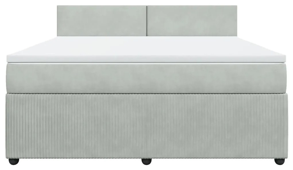 vidaXL Κρεβάτι Boxspring με Στρώμα Ανοιχτό Γκρι 180x200 εκ. Βελούδινο