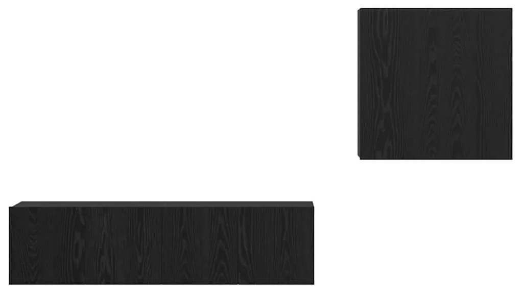vidaXL Σετ επίπλου τηλεόρασης Επιτοίχιο Μαύρη Οξυά Επεξεργασμένο ξύλο
