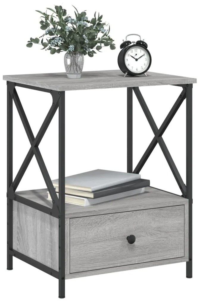vidaXL Κομοδίνα 2 τεμ Γκρι Sonoma 50x41x65 εκ. από Επεξεργασμένο Ξύλο