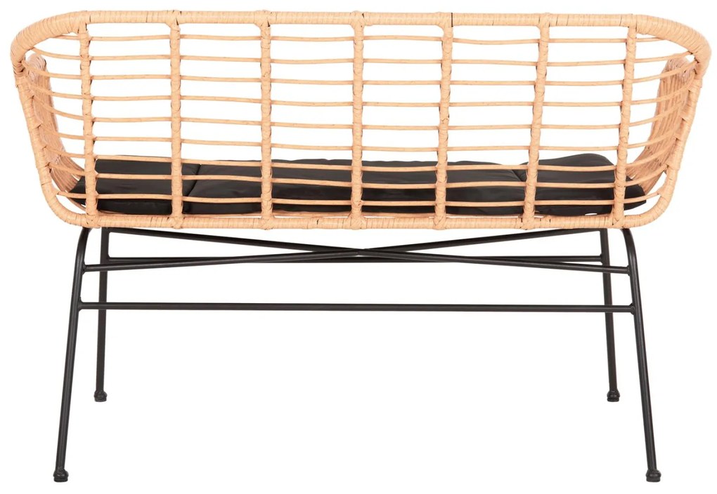 ΚΑΝΑΠΕΣ ALLEGRA  ΜΑΥΡΟ ΜΕΤΑΛΛΟ-ΜΠΕΖ ΣΥΝΘ.RATTAN 120x62x80Υεκ.
