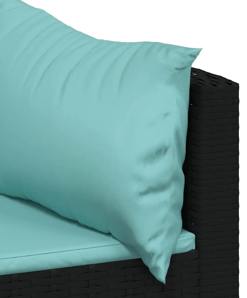 vidaXL Καναπέδες Κήπου Γωνιακοί με Μαξιλάρια 2 τεμ. Μαύρο Συνθ. Ρατάν