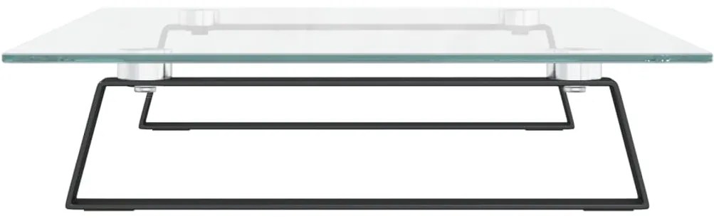 Βάση Οθόνης Μαύρη 60x35x8 εκ. από Ψημένο Γυαλί και Μέταλλο - Μαύρο