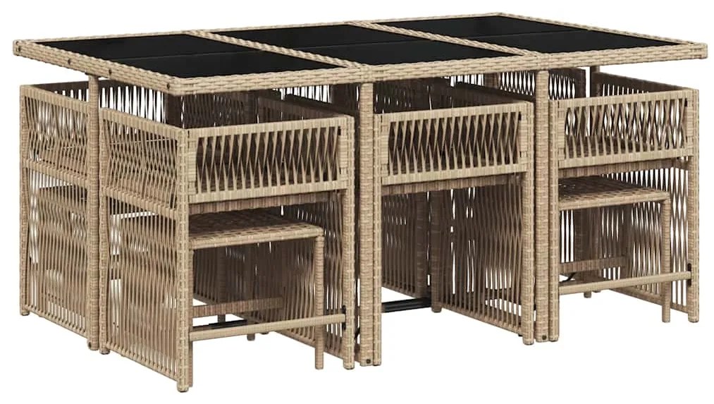 vidaXL Σετ Τραπεζαρίας Κήπου 11 τεμ. Μπεζ Συνθετικό Ρατάν με Μαξιλάρια