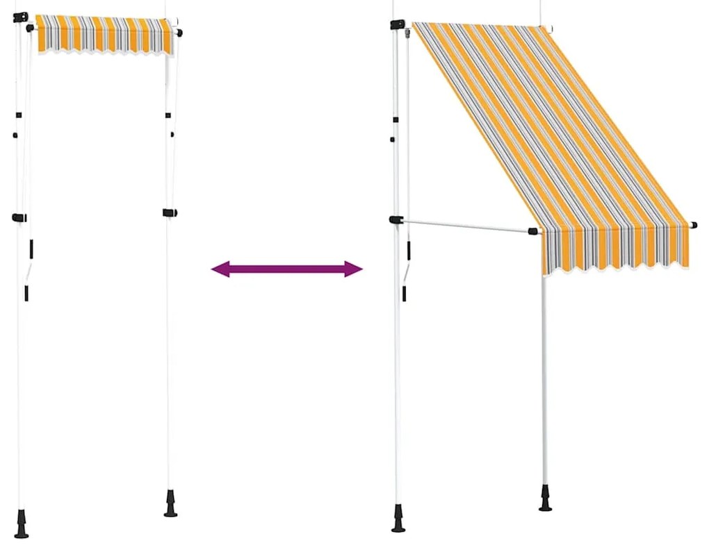 vidaXL Τέντα Συρόμενη Χειροκίνητη Κίτρινη με Μπλε Ρίγες 100 εκ.
