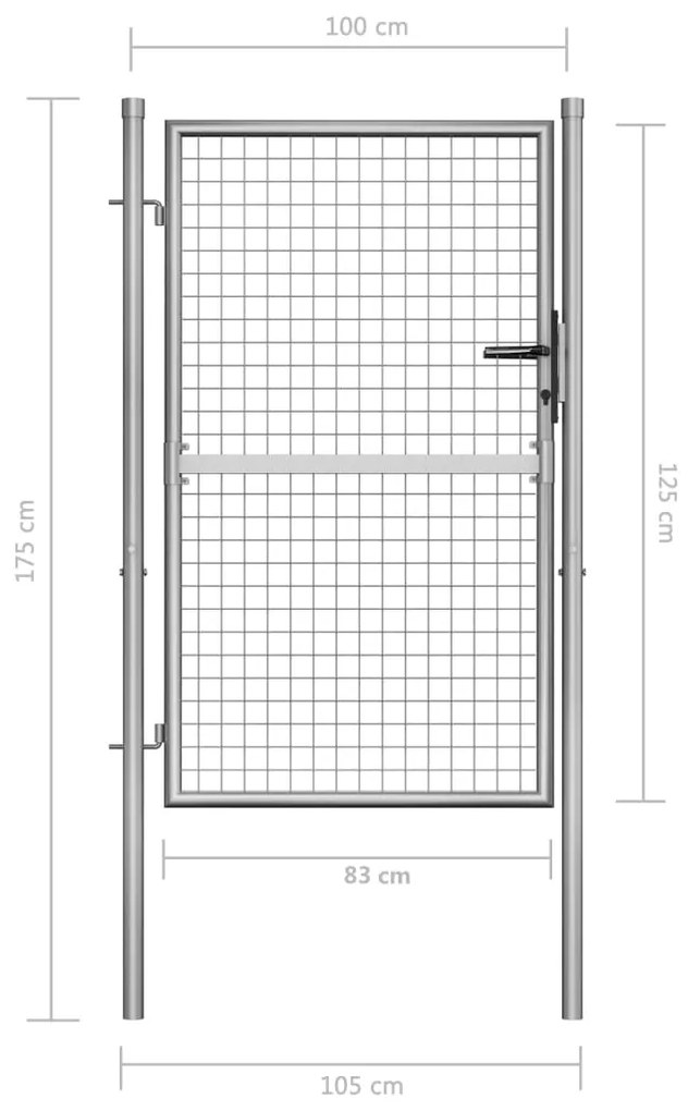vidaXL Πόρτα Κήπου Ασημί 105x125 εκ. από Γαλβανισμένο Ατσάλι