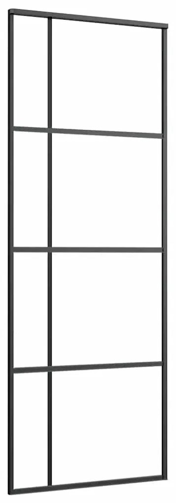 vidaXL Συρόμενη Πόρτα με Μηχανισμό Μαύρο 76x205 εκ. Γυαλί ESG