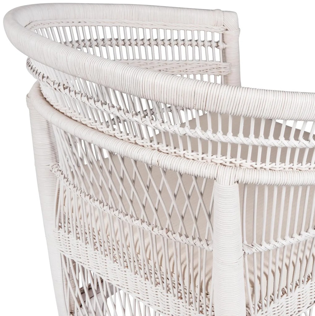 Καρέκλα - Πολυθρόνα MALAWI C9635.02 Ξύλο Μαόνι με Rattan Λευκό και Λευκό Μαξιλάρι 80x70x86Υεκ. 80x70x86 εκ.